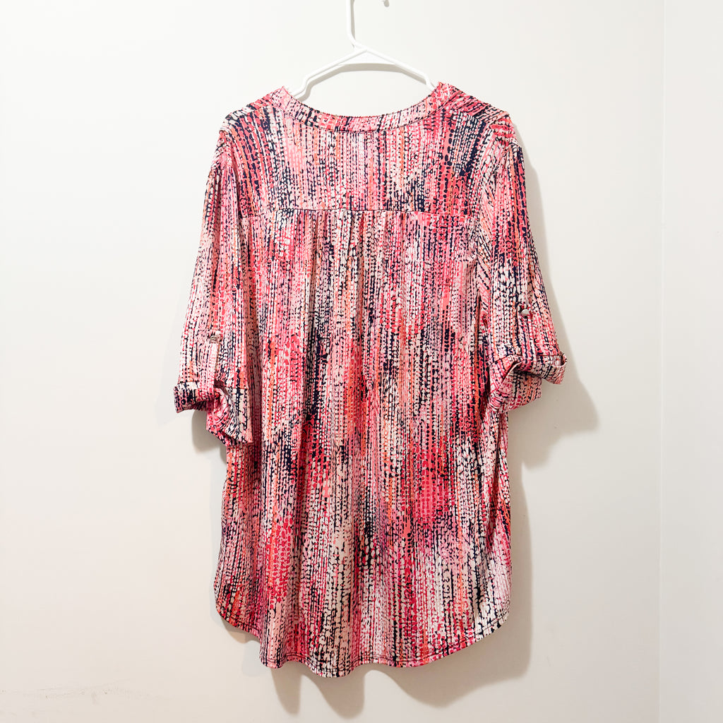 Women’s Hot Pink & Black Patterned Blouse Size 2X