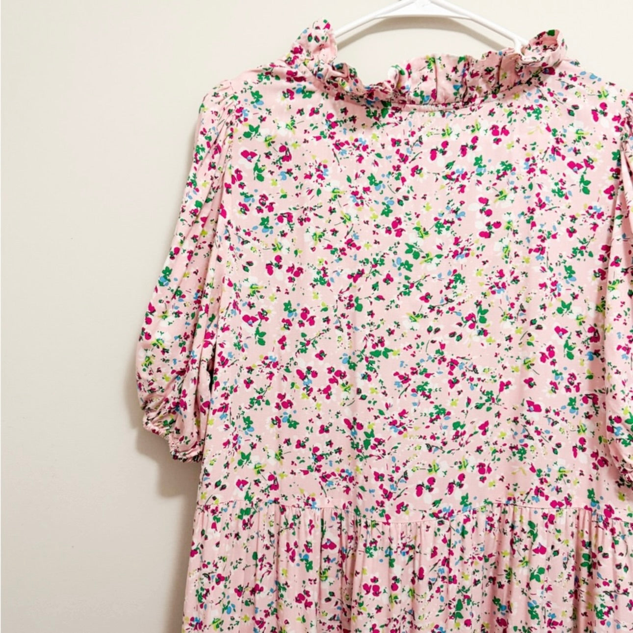 Women’s Long Pink Multicolor Floral Dress Size Large