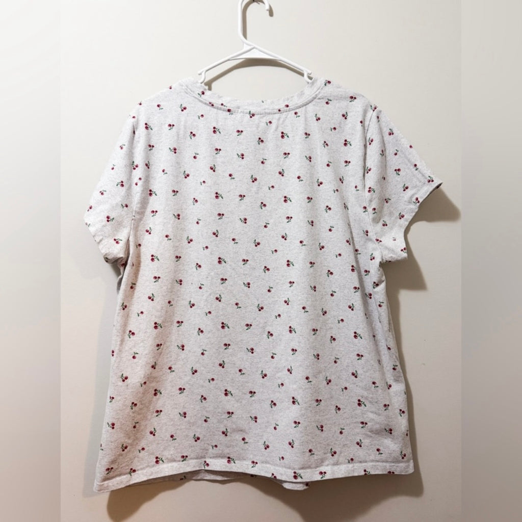 Women’s Grey Cherry Print Tee Size 3X