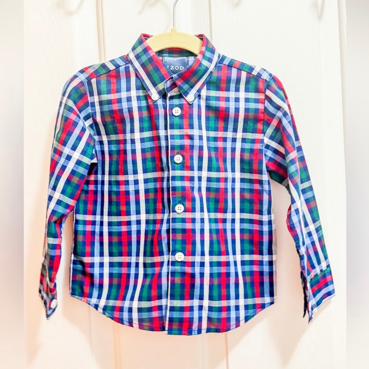 Kids Multicolor Holiday Plaid Button Down Shirt Size 2T