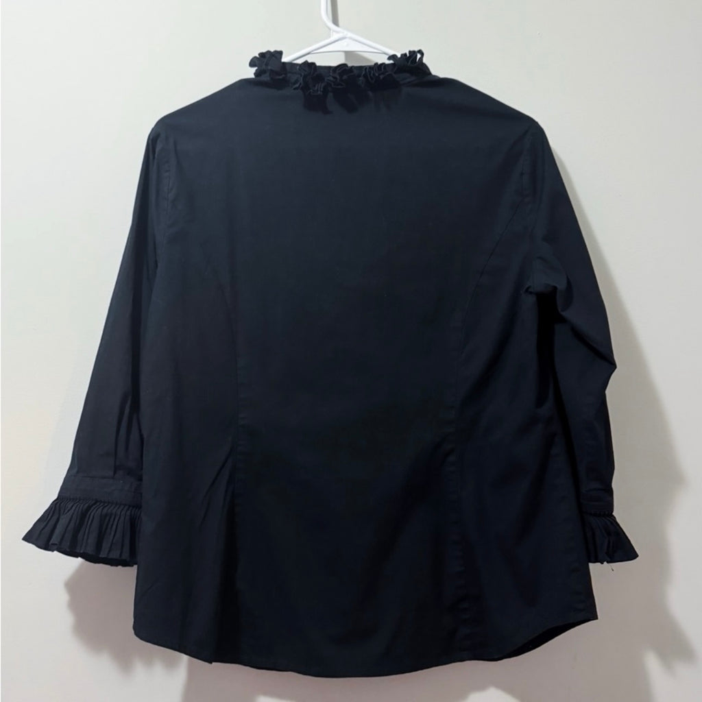 Women’s Ruffled Black Blouse Size Medium